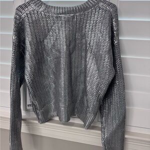 Stevie by Steve Madden Silver Knit Women's Sweater
